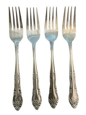 Stanley Roberts Dream Rose Flatware Dinner Forks Set Of 4 Stainless Floral Desig